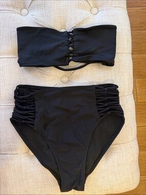 Xhilaration Black Strappy Bandeau Bikini Set